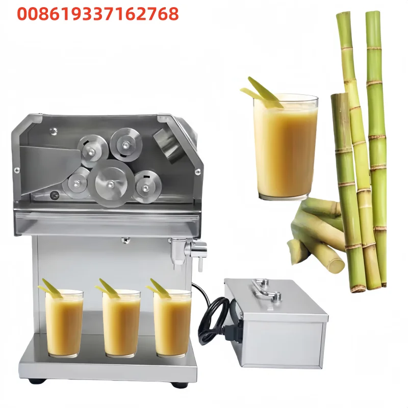 5rolls Stainless Steel Automatic Commercial Sugarcane Press Machine High Yield Juicer 0.75kw 220v/110v Compatibility