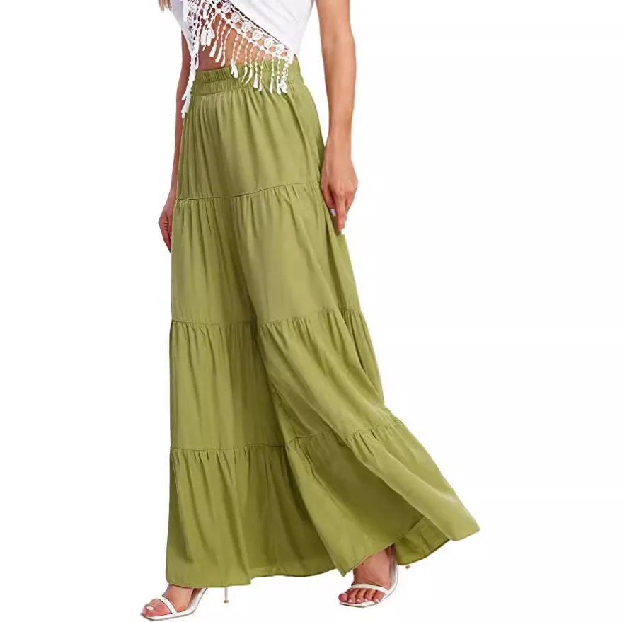 Pantalones sueltos de pierna ancha de cintura alta, pantalones casuales explosivos para mujer, pantalones largos de fibra de poliéster, temporada de primavera Faion