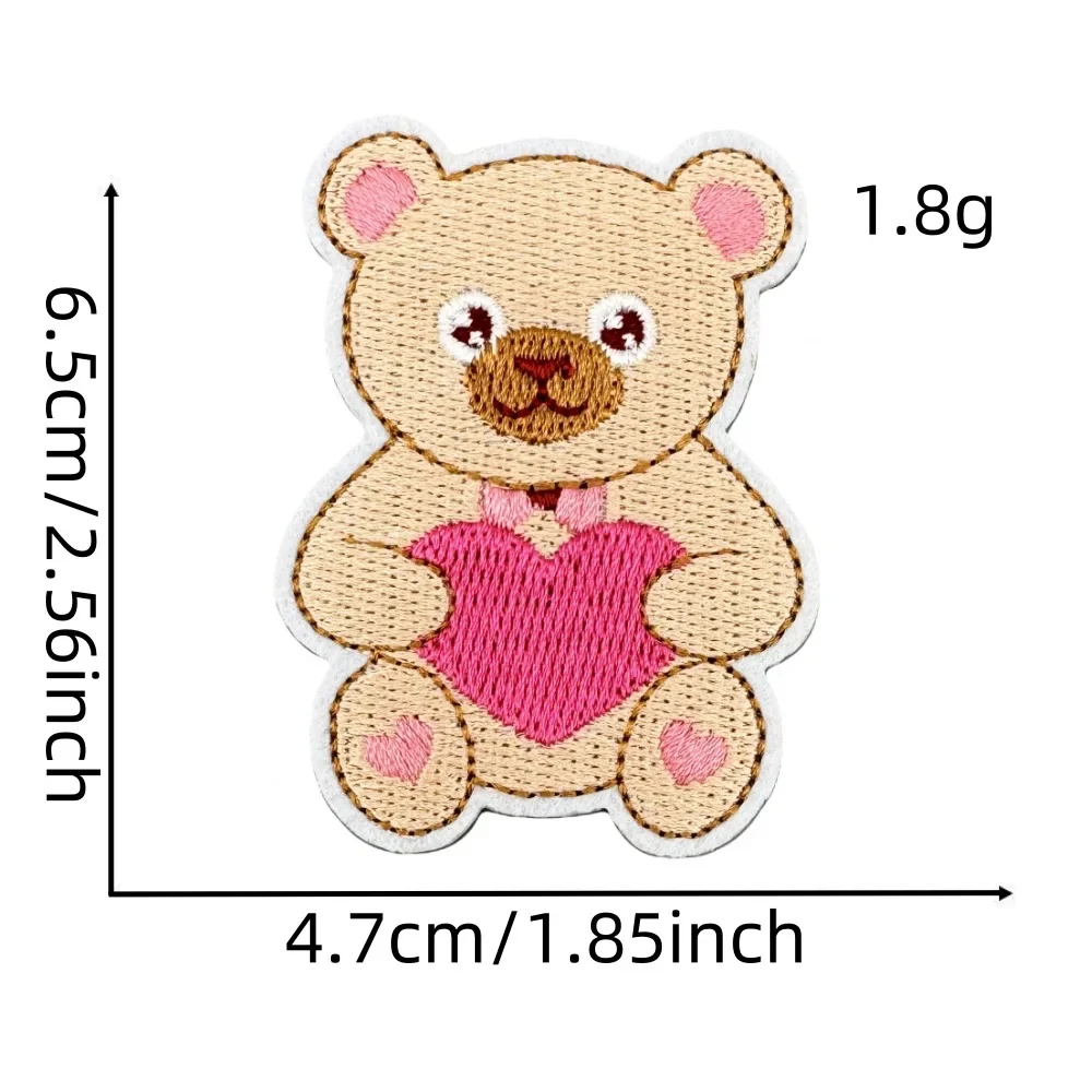 Ironing Patch Bear Embroidery  Pink Bow for Valentine's Day Decorative Hairpin Jewelry  Girl Presents  Lot of Love Hearts Sewn