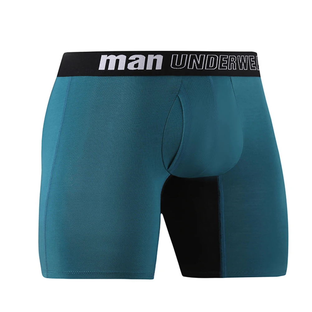 Men\'s Mid Rise Boxers Shorts Underwear Cotton Bulge Pouch Trunks Underpants Shorts Bamboo Long Leg Oversized Breathable Hip Lift