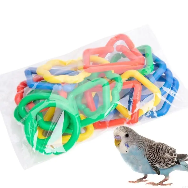 68UC 20 pièces Toy Toy Chaîne Plastic Clip Rainbow Rainbow Bird Cage Toy Link