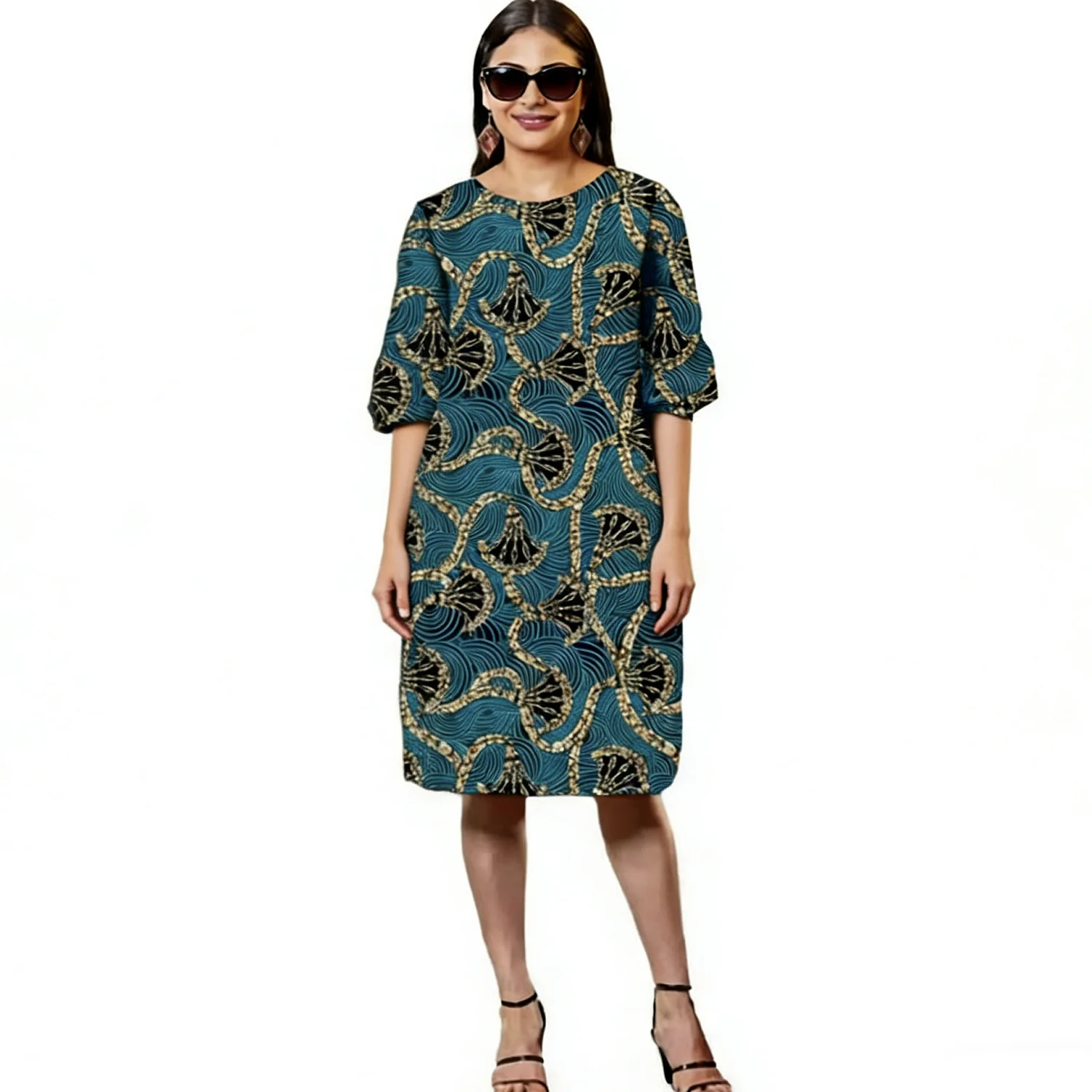 

African Couture Print Women's Traditional Dress Casual Style Traditional Half Sleeve Party Garment Original Design