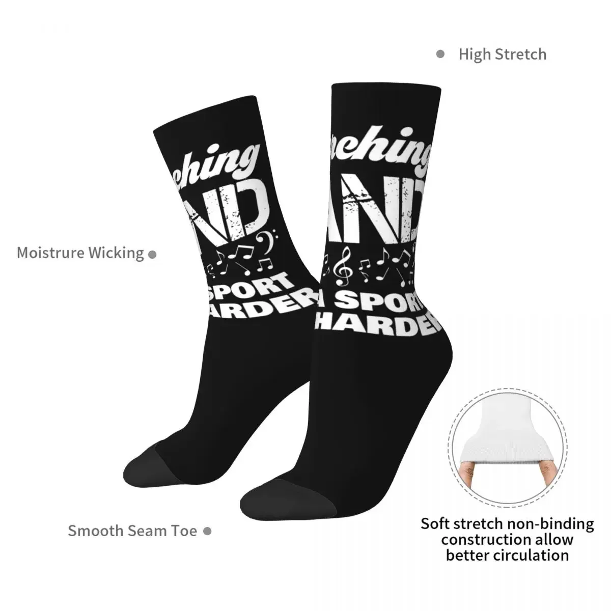 Funny Marching Band Apparel Socks Harajuku Sweat Absorbing Stockings All Season Long Socks Accessories for Birthday Present