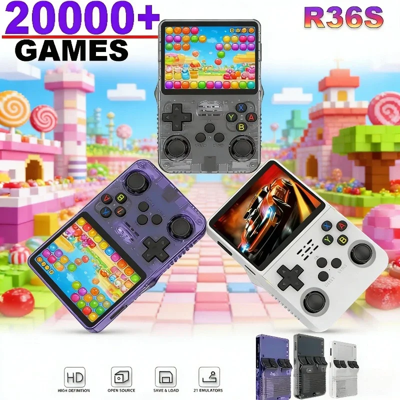 Console portable rétro classique R36S, système ARKOS, écran IPS 3,5 pouces, lecteur de jeux portable de poche, 128 Go, cadeau pour garçon
