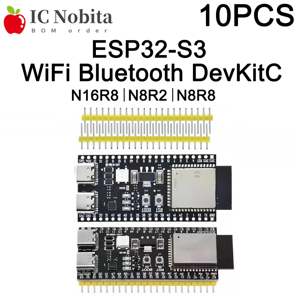 10PCS ESP3-S3 N16R8 N8R2 N8R8 WiFi Bluetooth Development Board 16MB Flash 8MB PSRAM 44 Pin Type C for Arduino IDE