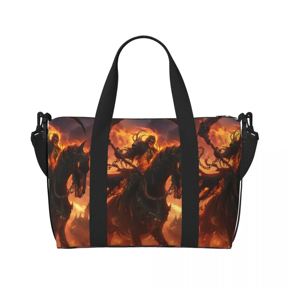 Custom Large Rider Drawing Tote Bag Women Ghost Rider Shopper Shoulder Gym Beach Travel Bag