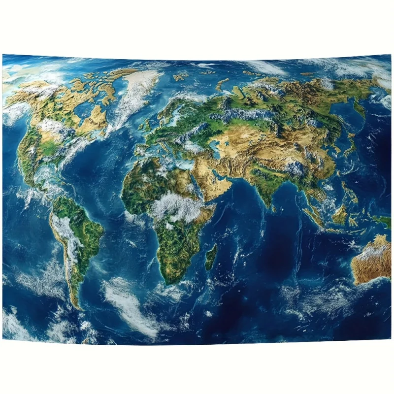 VIKAMA Satellite Earth Map World Map, Tapestry, Photography Background, Wallpaper, Room Decoration Home Decoration