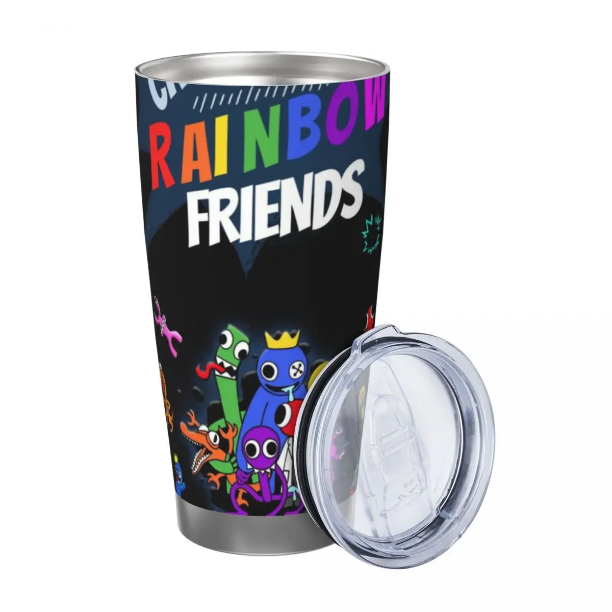 Rainbow Friends 20oz Stainless Steel Car Mug Straw Thermal Iced Travel Cup Vacuum Insulated Coffee Hot Cup