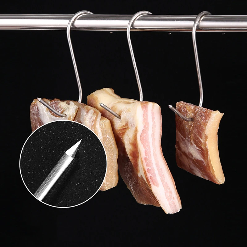 .Hot-20PCS Stainless Steel S-shaped Hook Tool Butcher's Meat For  Chicken BBQ Pork Sausage Bacon Grill Hook Outdoor tableware
