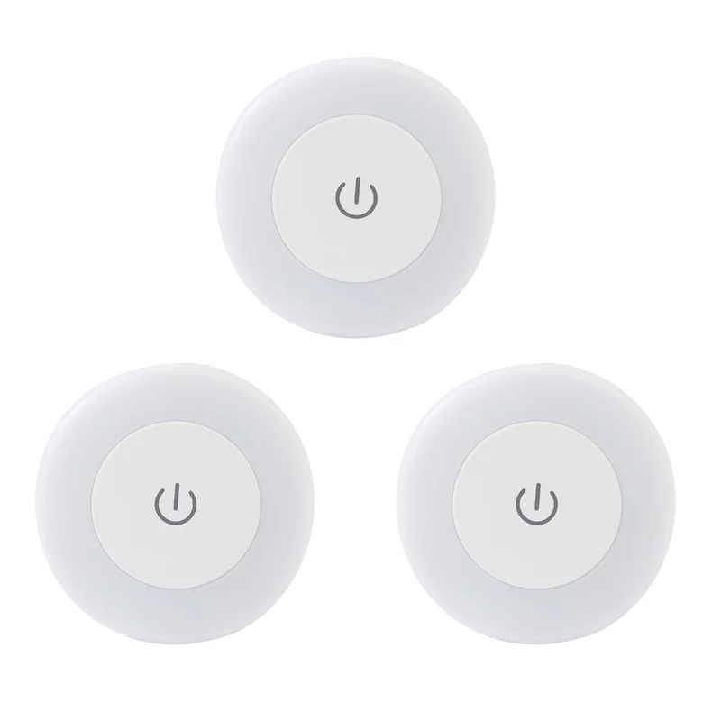 T21C 3X LED Touch Sensor Night Lights 3 Modes Magnetic Base Wall Light USB Rechargeable Round Dimming Soft Light Warm