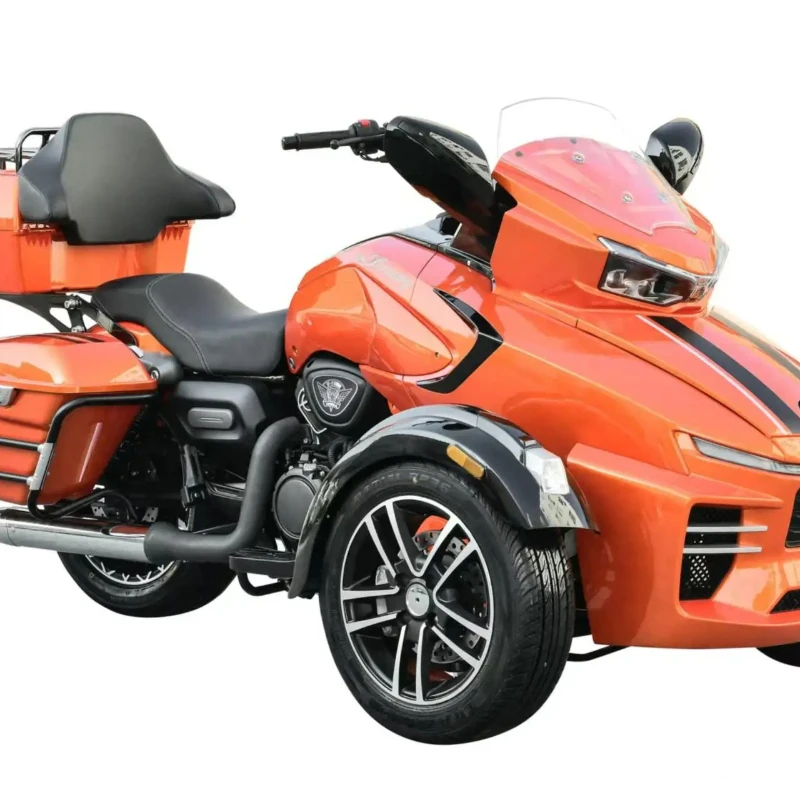 Inverted three-wheel 400 motorcycle, with reverse gear, belt drive can be licensed
