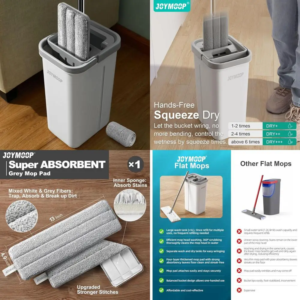 

Набор из 50 предметов: швабра из микрофибры и ведро для мытья полов из твердых пород дерева, плитки, ламината, винила, а также для мытья стен и стекол