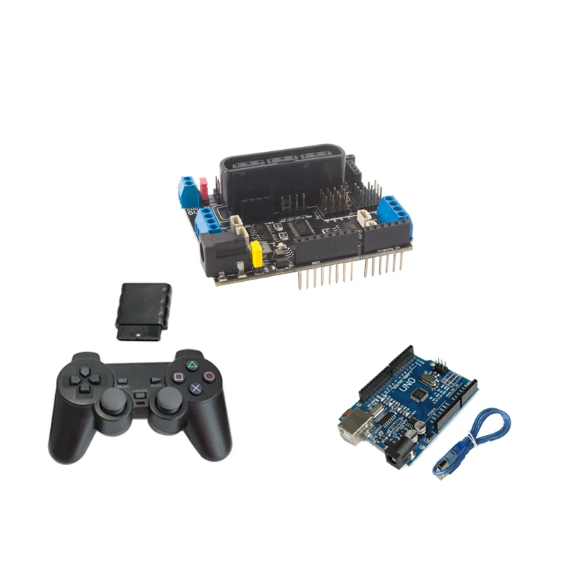 Shield Board para Arduino Robot Car ou Robot Braço, 6-12V com 4 Canais Motores e 8 Canais Servos, ESP32 PS2 Joystick RC