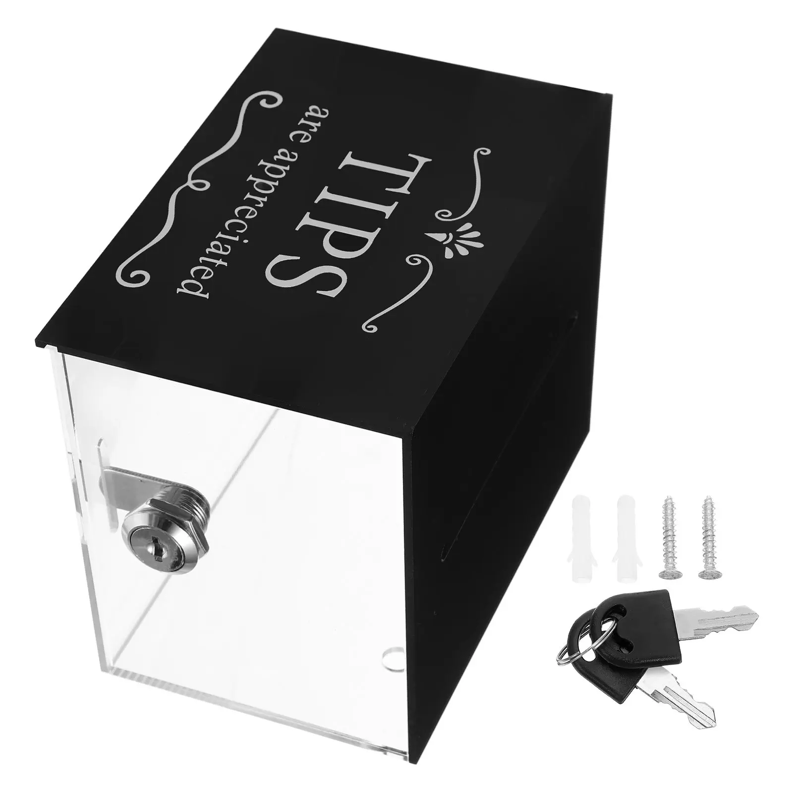 Clear Acrylic Tip Jar with Sealed Lock Slot Professional Tip Box for Restaurants Cafes Bars Fundraising Events Donation