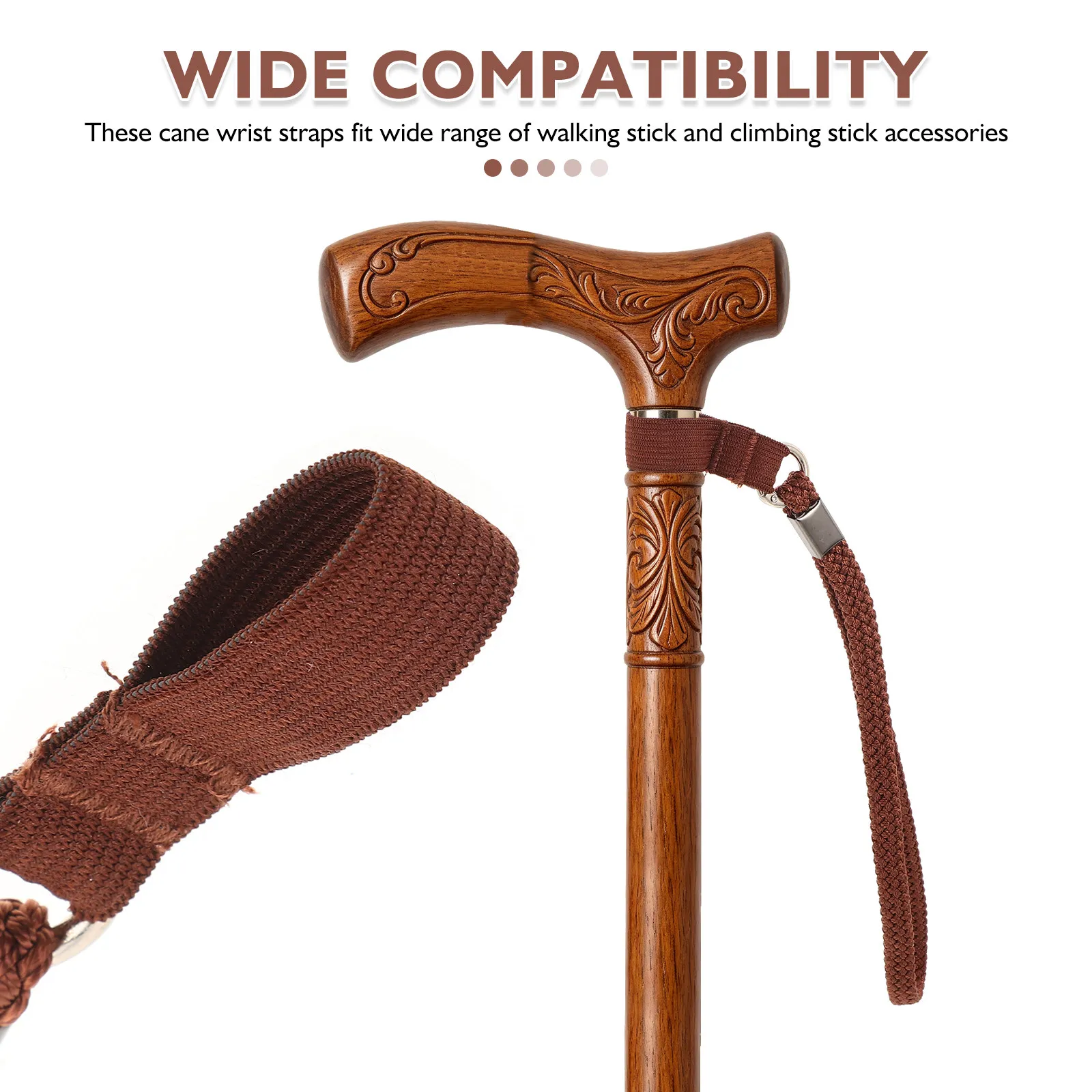 5Pcs Anti-Drop Walking Stick Wrist Straps Lightweight Nylon for Hiking Trekking Pole Accessories Elderly Cane Lanyard Walking