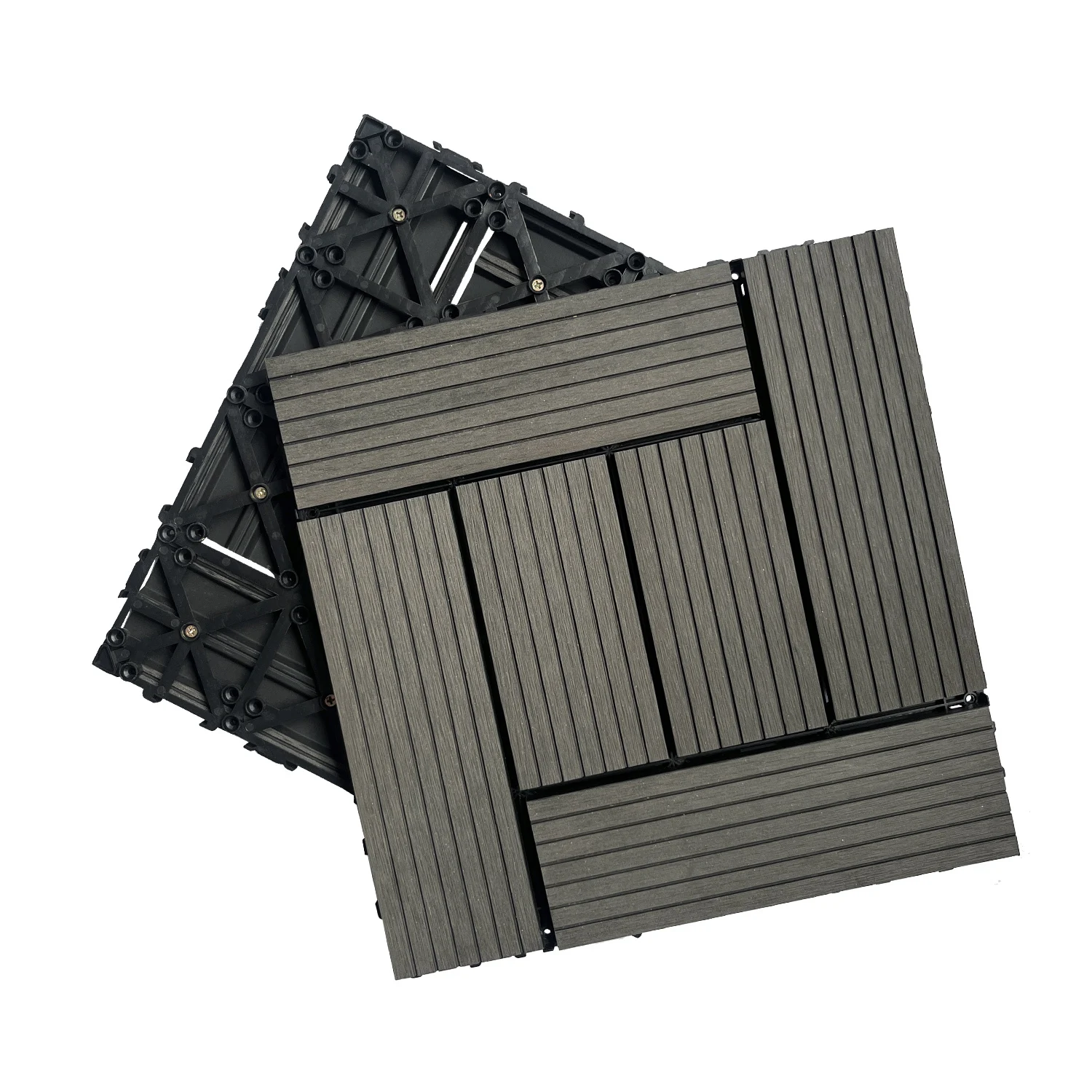 

Wood Plastic Composite Deck Tiles Set of 20pcs, Composite Decking Resist Rust, Patio Flooring Outdoor Waterproof, Floor Tiles fo