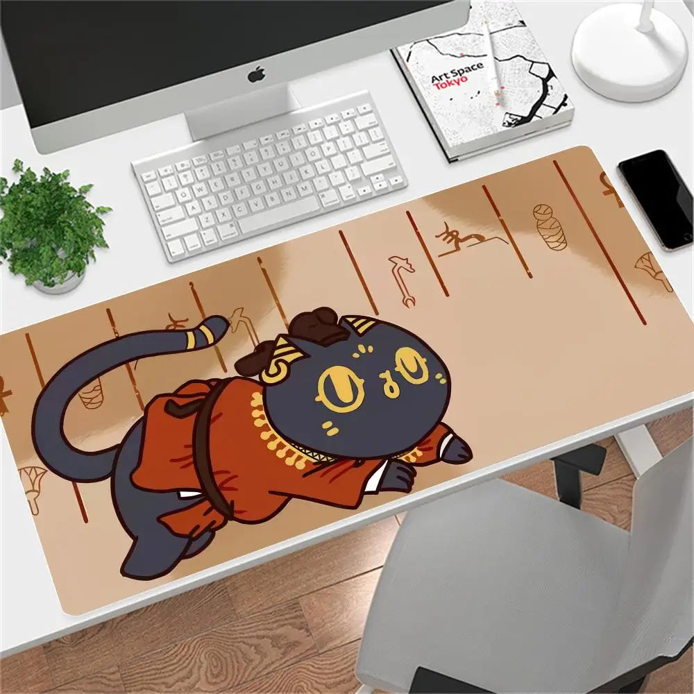 

Cute and funny Egyptian cat Mouse mousepad gamer Desk accessories Pad gaming Mat Large rubber kawaii mouse pad with lock bureau