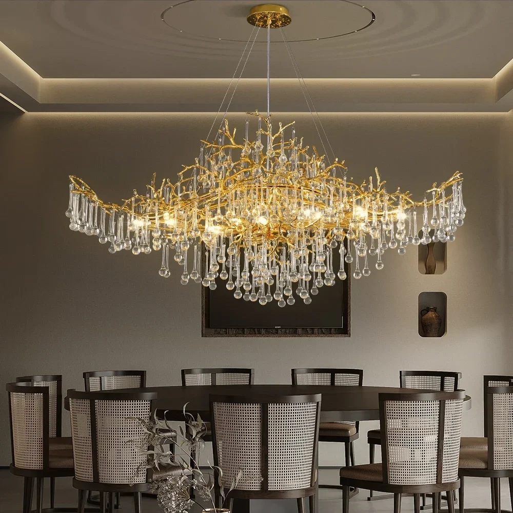 

Light luxury crystal chandelier living room light, post-modern minimalist creative restaurant hotel villa decoration light