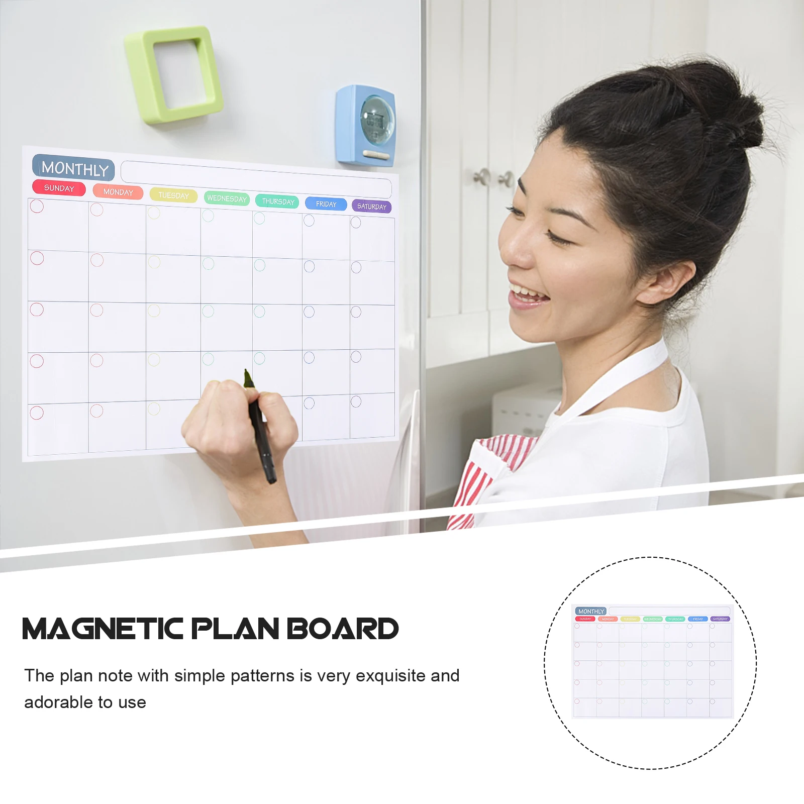 Frigo magnetico Cancellabile a secco Calendario magnetico cancellabile a secco Lavagna Planner Materiale PET Note riutilizzabili Promemoria programma