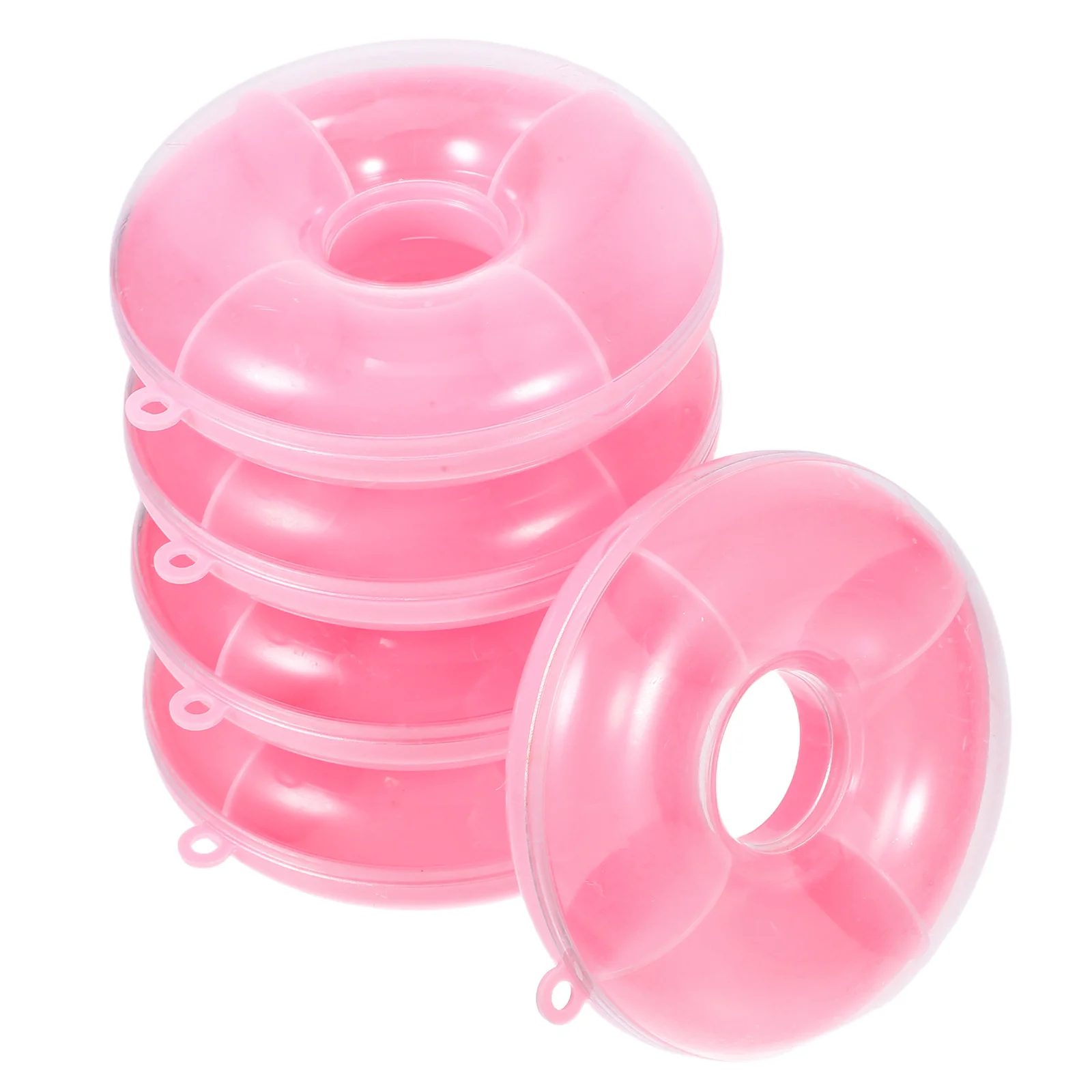 5Pcs Pink Semitransparent Jewelry Storage Box Kids DIY Organizer Hair Tie Bead Earring Holder Small Item Multifunctional Case