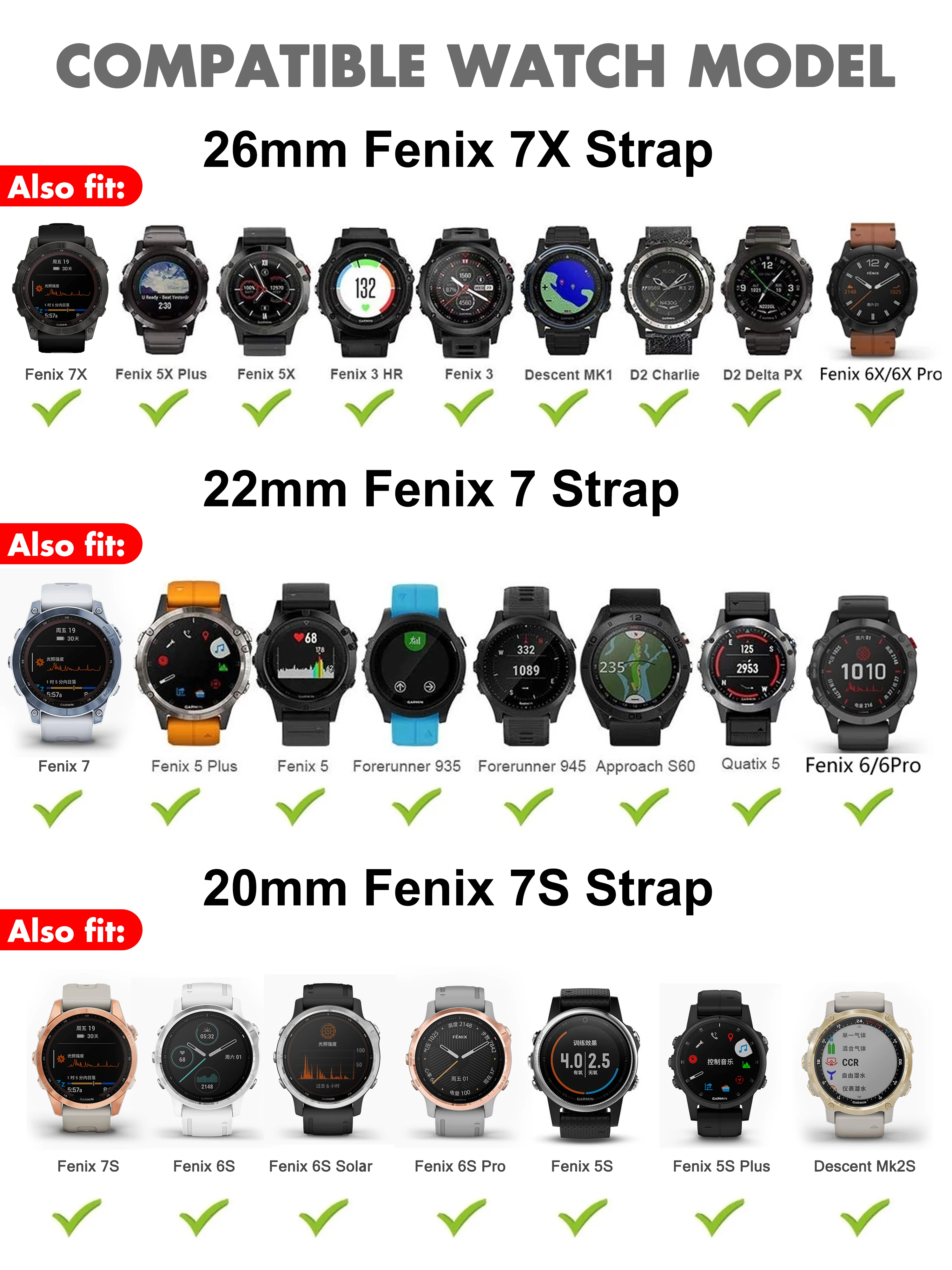 20 22 26MM Silicone Watchband Strap for Garmin Fenix 7 Pro 7X 7S 6X 6 Pro 5X 5S Plus Epix Pro Gen2 Instinct Replaceable Bracelet