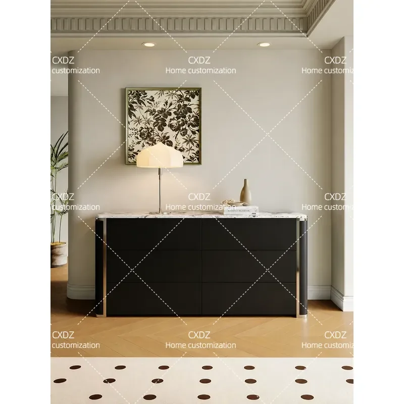 Retro Solid Wood Sideboard Cabinet for Living Room Dining Area or Bedroom Minimalist Wall Mounted Storage Chest with Drawers