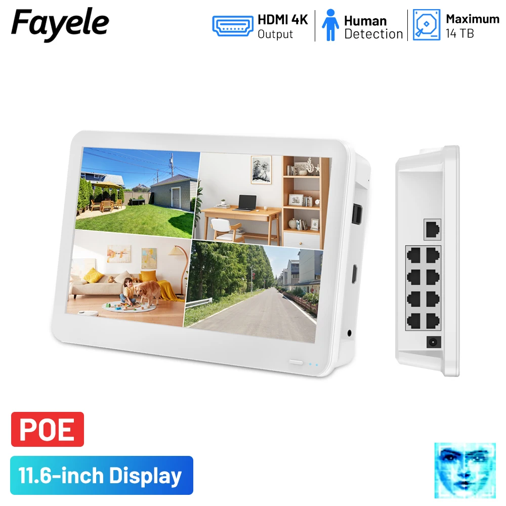 8MP 4K HD 8CH POE NVR 11.6 inch embeded Monitor Screw Security Security All-in-one DVR IVR 4CH IP Network Video Recorder Xmeye