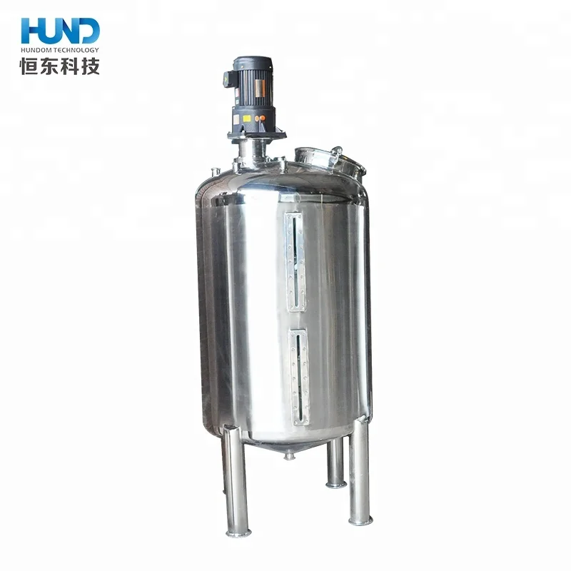 Stainless steel liquid mixing tank with agitator