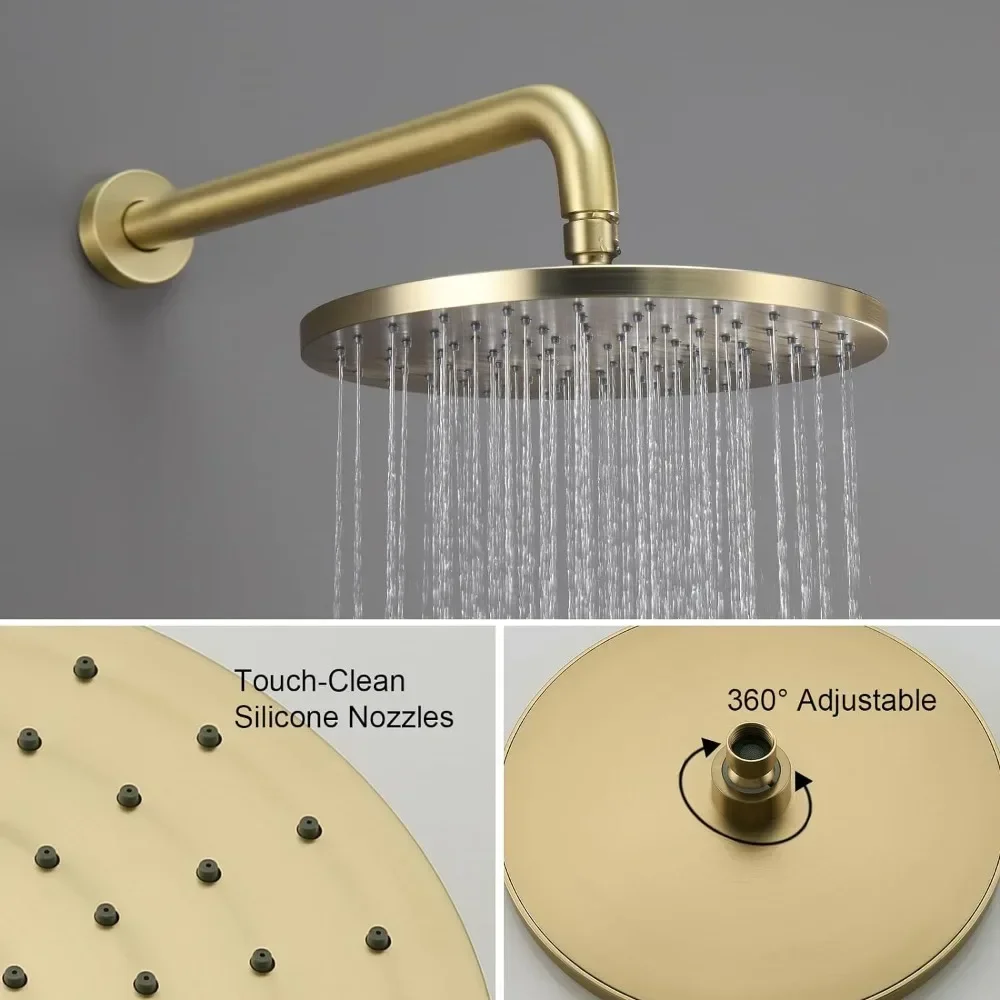 Wall-Mounted Shower Faucet Mixer Set with High Pressure Shower Head and 3-Settings Handheld, Bathroom Shower Trim Kit Contain