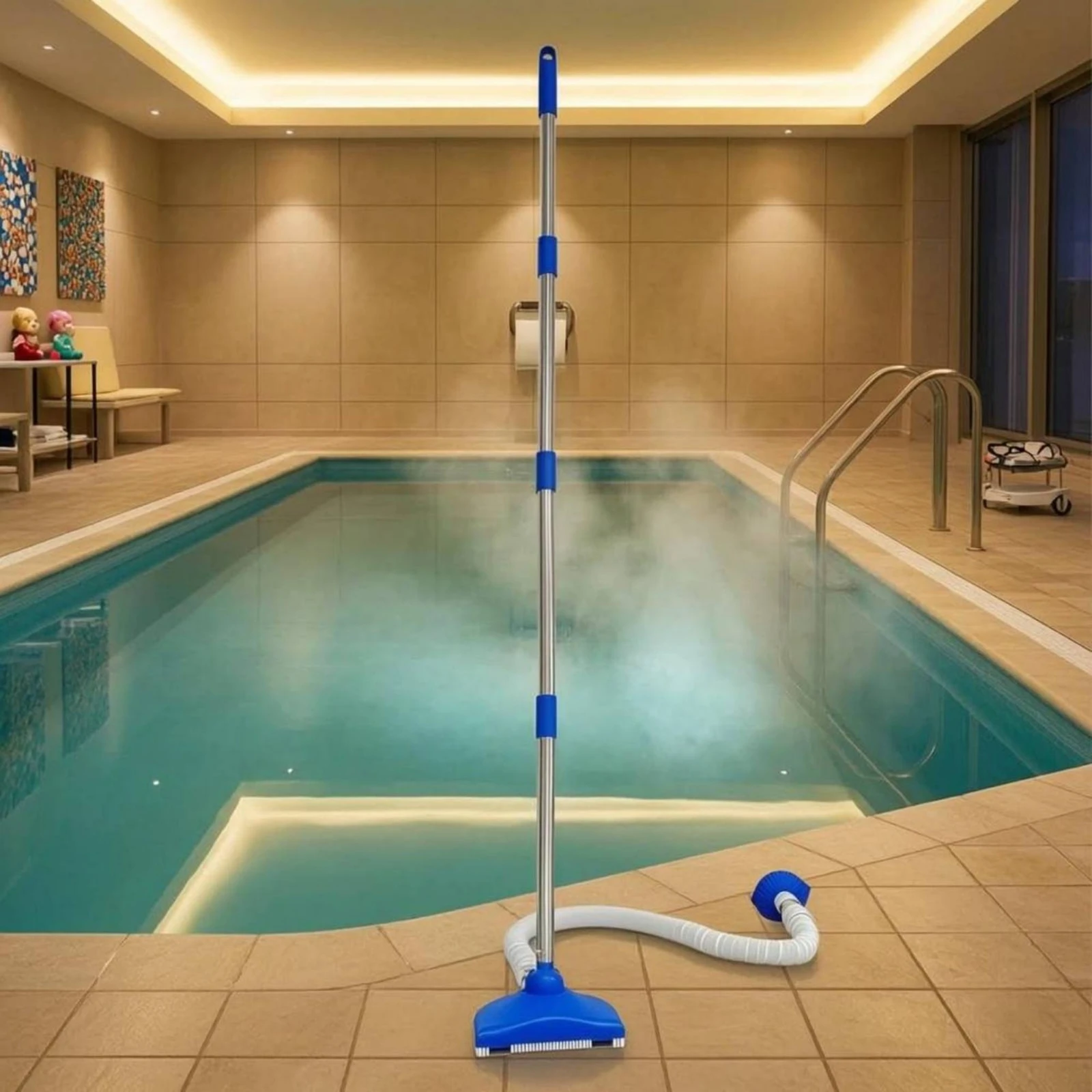 

Pool Vacuum Cleaner Stainless Steel Manual Pool Vacuum Water Cleaning Tool Corrugated Hose Bristled