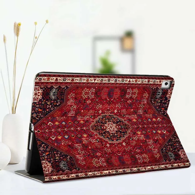Red Persian Style Rug Gift Tablet Case For Apple iPad Air Pro mini 1 2 3 4 5 6 7 8 9 11 M2 M3 M5 M4 5th 6th 7th 10th 11th