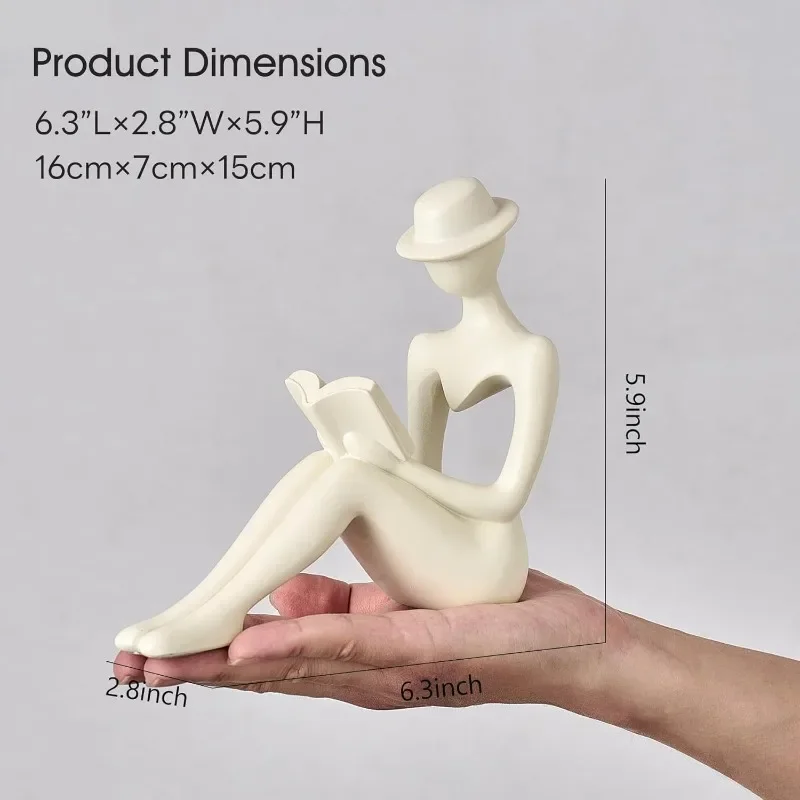 الراتنج رف الكتب الديكور مجردة القراءة امرأة المفكر تمثال الحلي الإبداعية الفن تصميم المنزل مكتب رف الكتب الديكور