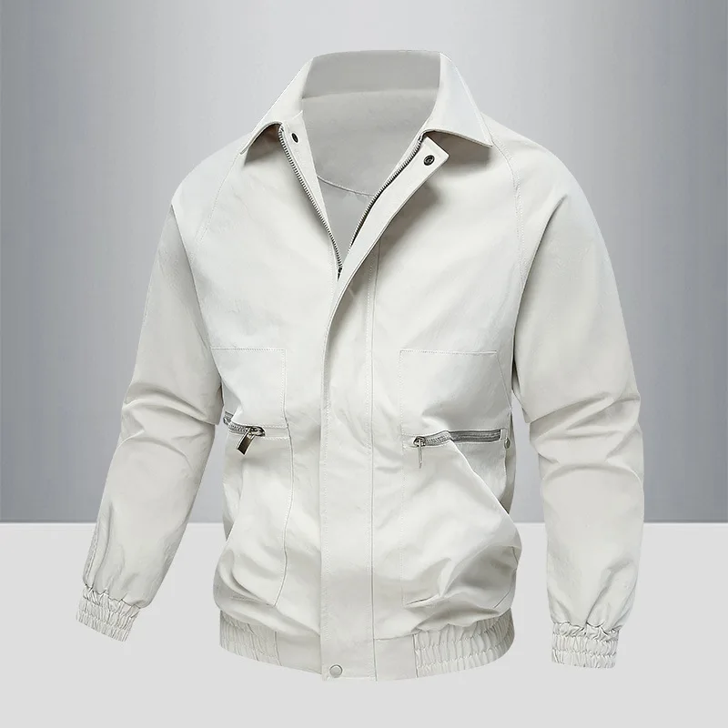 رجل البضائع سترة الخريف موضة جديدة بلون رفض طوق الذكور ملابس خارجية سحاب أكمام طويلة معطف الرجال تنوعا عادية #3