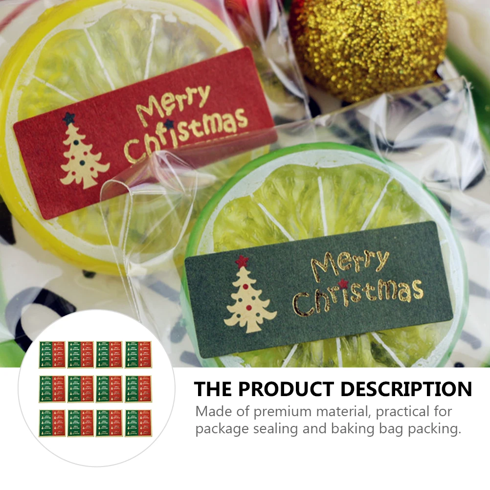 

20 Sheets Christmas Tree Stickers Label Tag Xmas Paper Self-Adhesive Baking Seal