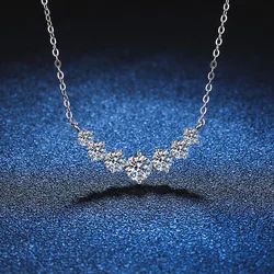 ALITREE Moissanite Necklace for Woman Wedding Fine Jewely with Certificates 925 Sterling Sliver Plated 18k White Gold Necklace