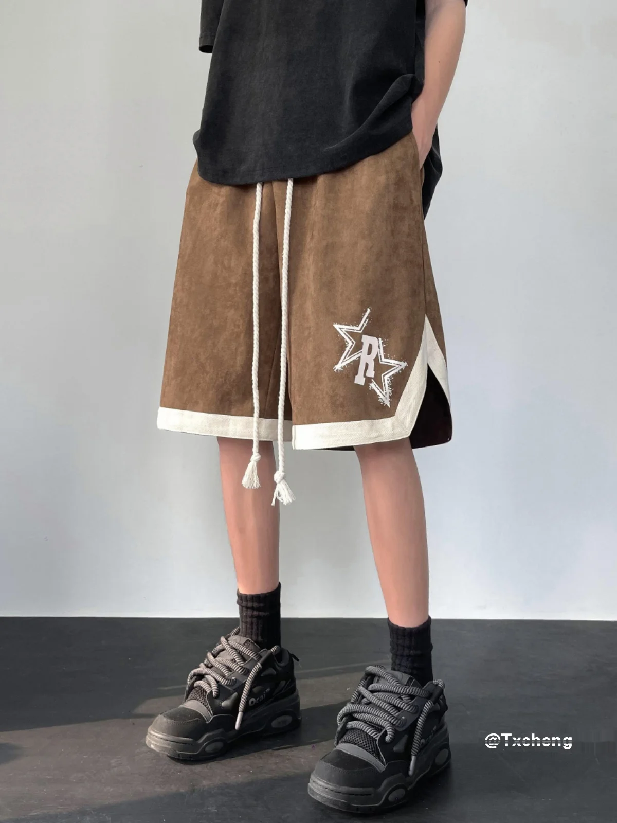 

Мужские летние тонкие свободные повседневные спортивные брюки American Style Basketball, прямые брюки до колена, уличная одежда в стиле хип-хоп