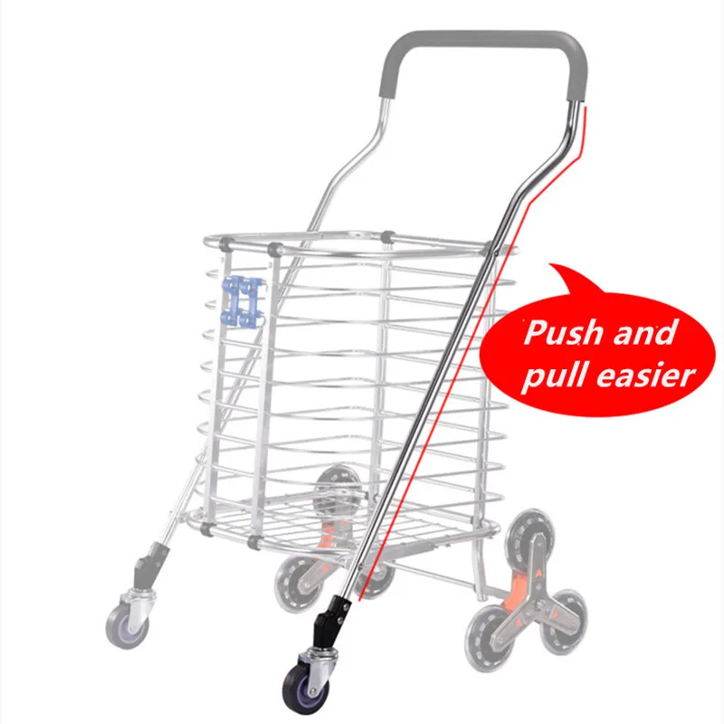 Grocery Shopping Cart Elderly Household Tow Truck Folding Portable Supermarket Trailer Vegetable Basket Hand-pulled Pull Rod Car