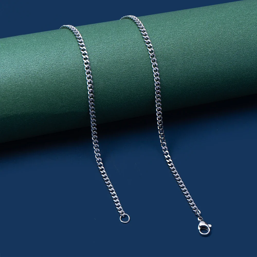 Goldfarbene Kubanische Kette aus Edelstahl, Einfache Basis-Halskette für Männer und Frauen, Hip-Hop-Schmuck, Trendige Accessoires – Detail 9