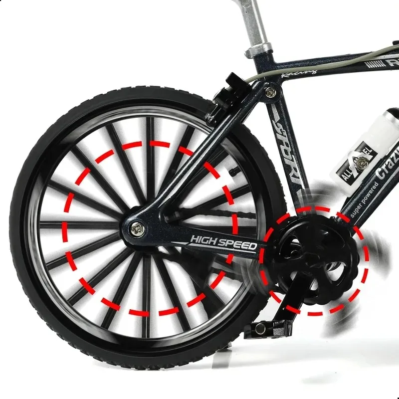 1:10 Scale Red Alloy Model Bicycle, Finger Skateboard and Bicycle, Human Simulation Series Gift Toy