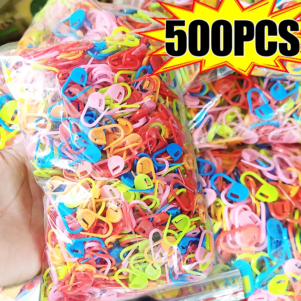 50-500Pcs Mix Color Plastic Resin Small Clip Locking Stitch Markers Crochet Latch Knitting Tools Needle Clip Hook Sewing Tool