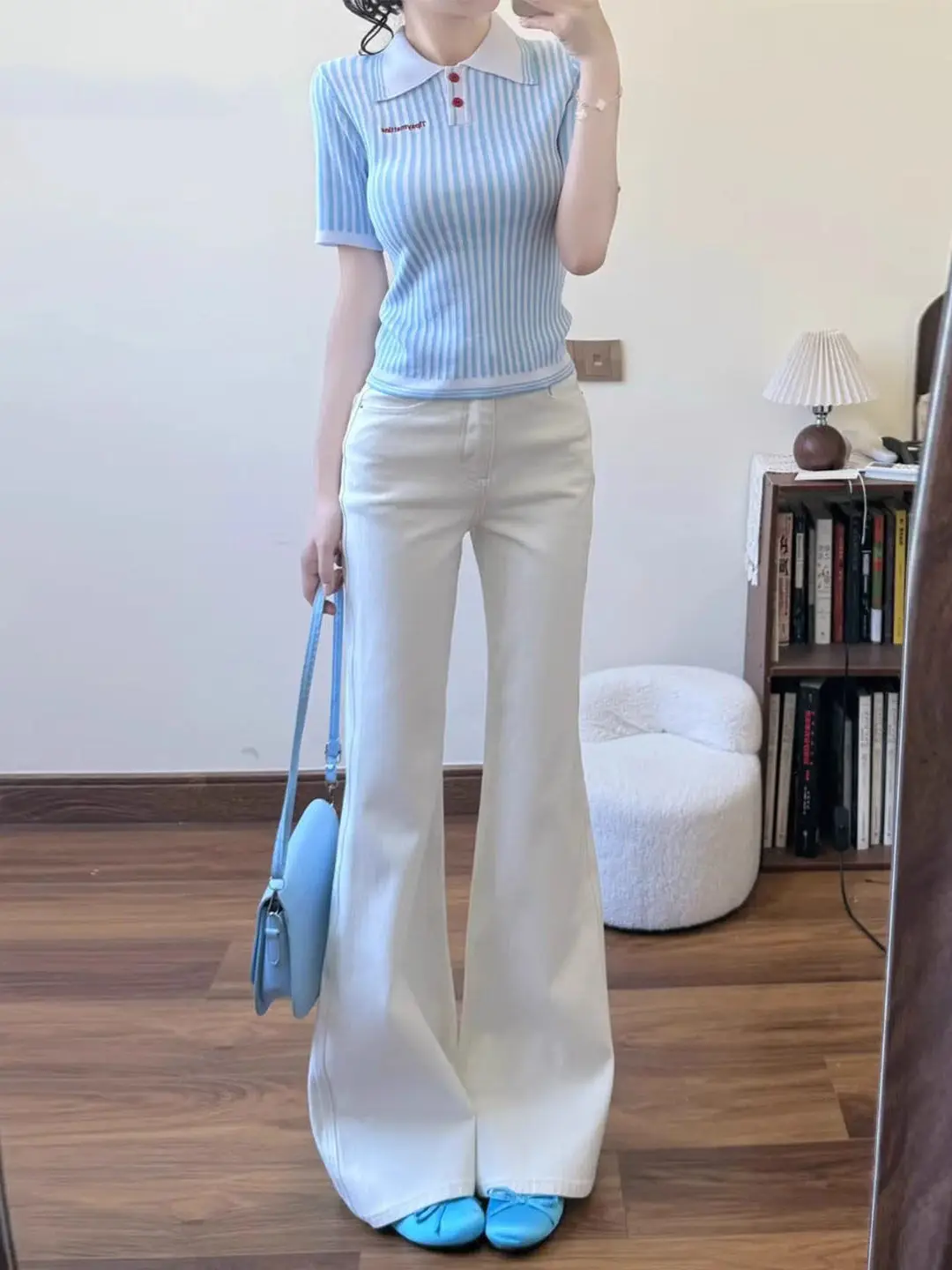 High Waist Flared Jeans Women's Slim Fit Denim Pants Summer New Style White Not Tight Leggings Bootcut Trousers