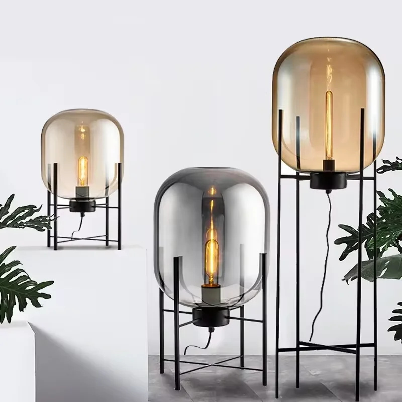 Villa Bubble Oda Pulpo Glass Ball Floor light Smoke Gray Glass Standing Lamp for Bedroom study Living Room Reading Floor Lamp