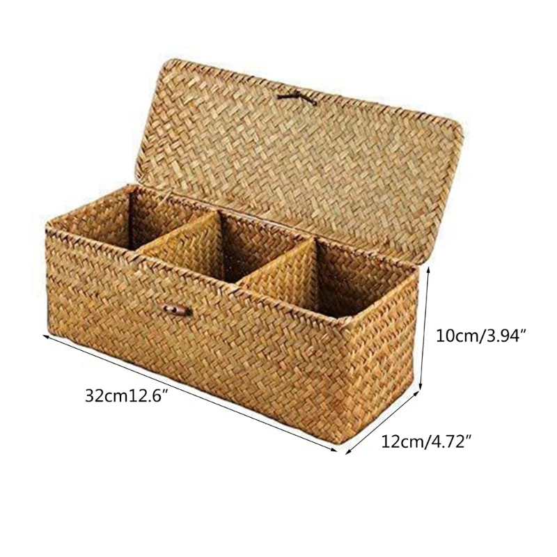 Hộp Đựng 3 Ngăn Tiện Lợi Để Bàn Giỏ Chứa Đồ Có Nắp Đậy Nắp Dropship