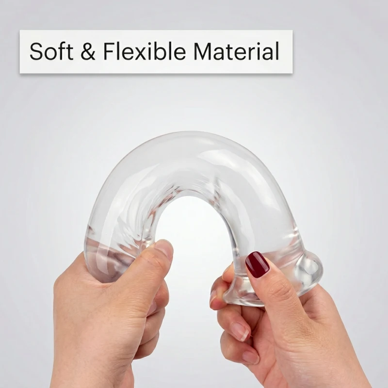 Realistic Soft Jelly Dildo Transparent Suction Cup Strong Grip Flexible Intimate Toy for Women Solo Couple Play - Image 4