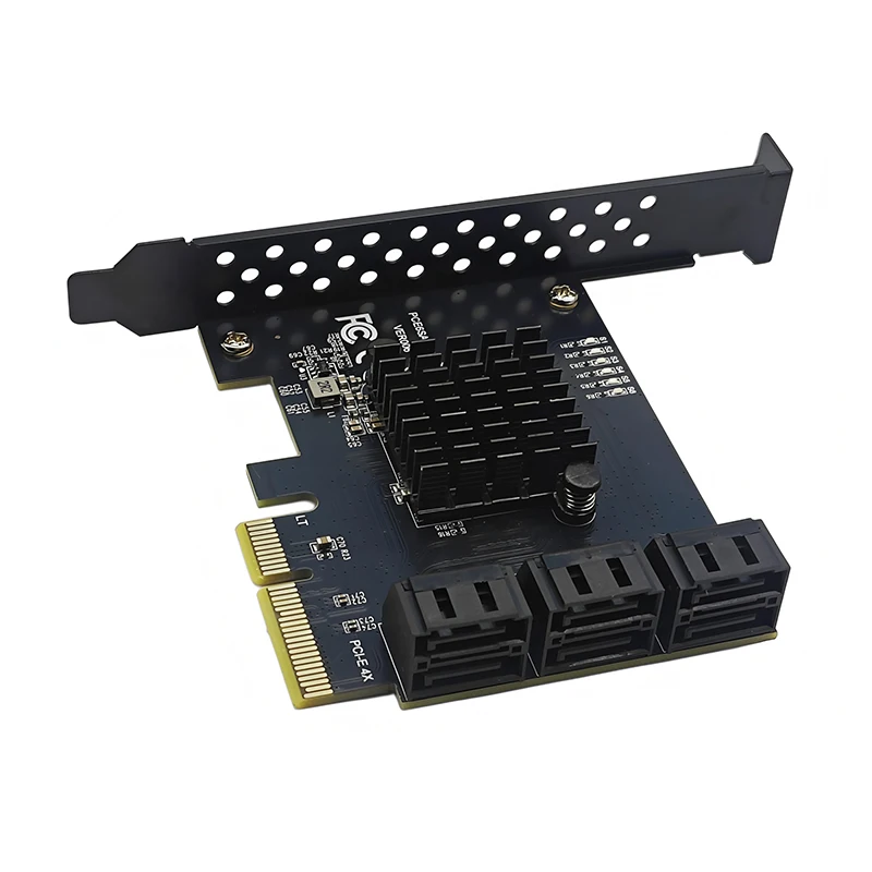 PCIE SATA Expansion Card PCI Express X4 to 6Port SATA3.0 6Gbps Port Multiplier PCIE Splitter Add On Card for HDD SSD IPFS Mining