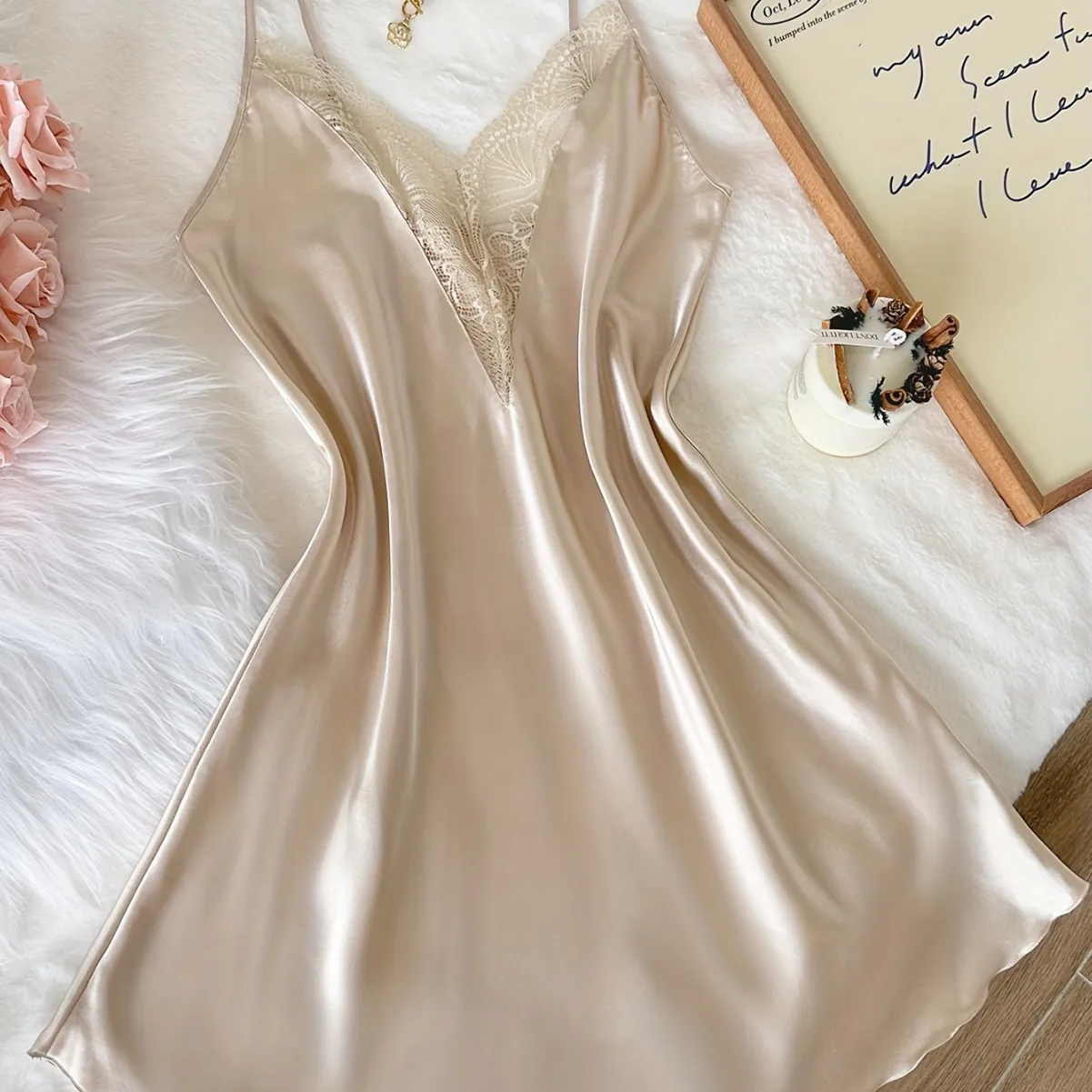 

Sexy Lace Camisole Nightgown, New Ice Silk Nightgown, Sexy Pure Desire Home Wear, Pajamas