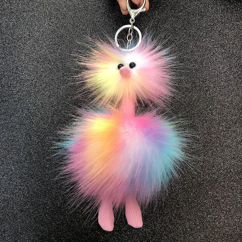 Pendentif en Fausse Fourrure d'Autruche pour Porte-Clés, Poupées en Peluche, Breloque de Sac à Clé, Cadeau pour Enfants, Nouveau Dessin Animé Mignon, 20cm