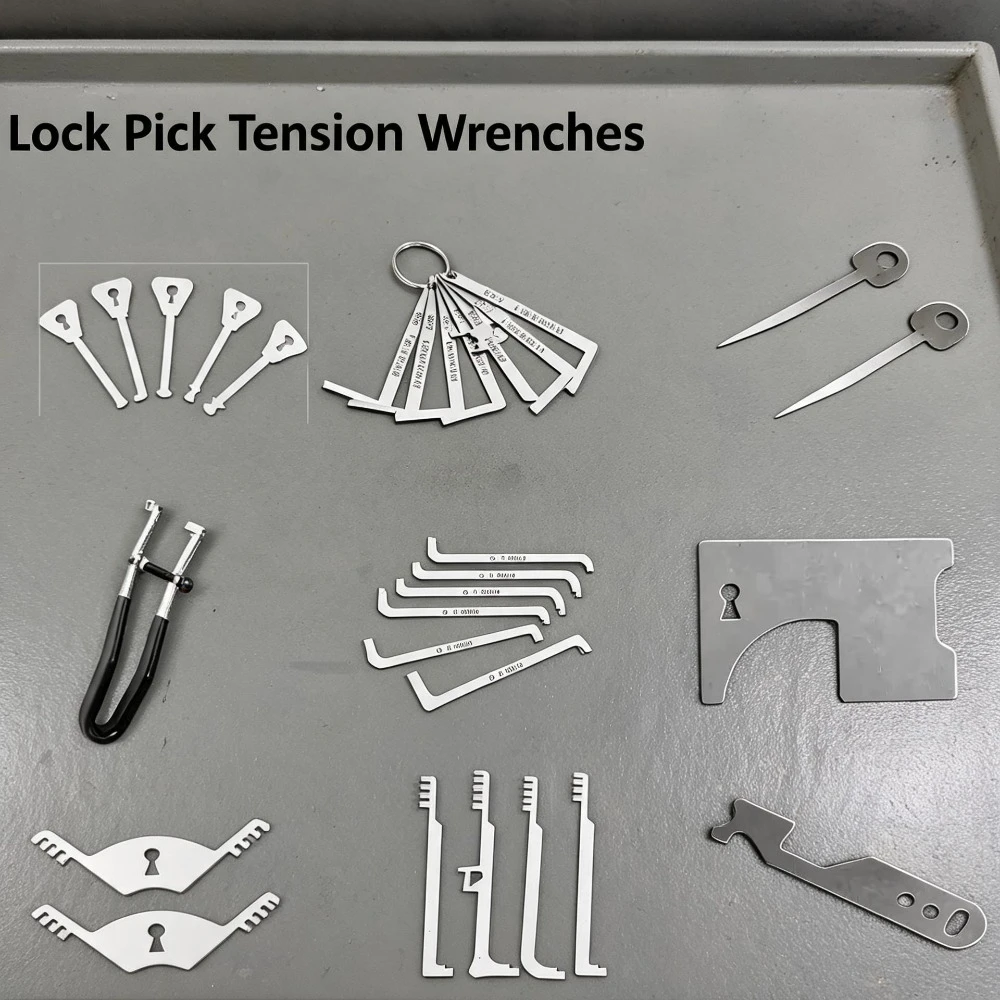 2026 New Professional Locksmith Kit - Stainless Steel Tension Wrench & Lock Pick Set with Push Rod Tools
