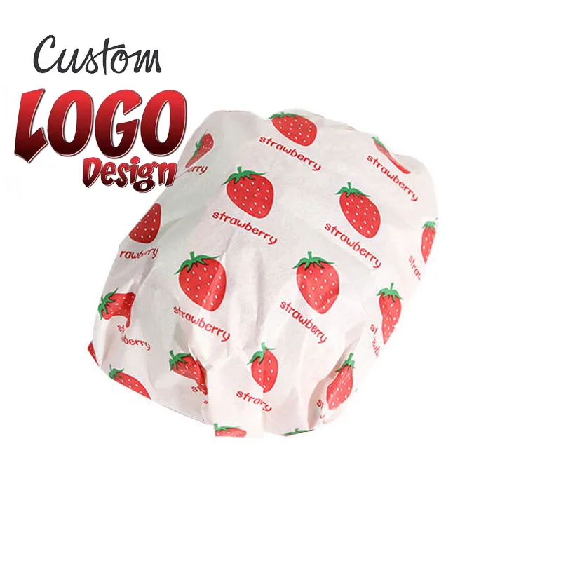 Customize Logo Food Grade Waxed Paper PE Wax Grease proof paper food wrapping burger wrapping paper