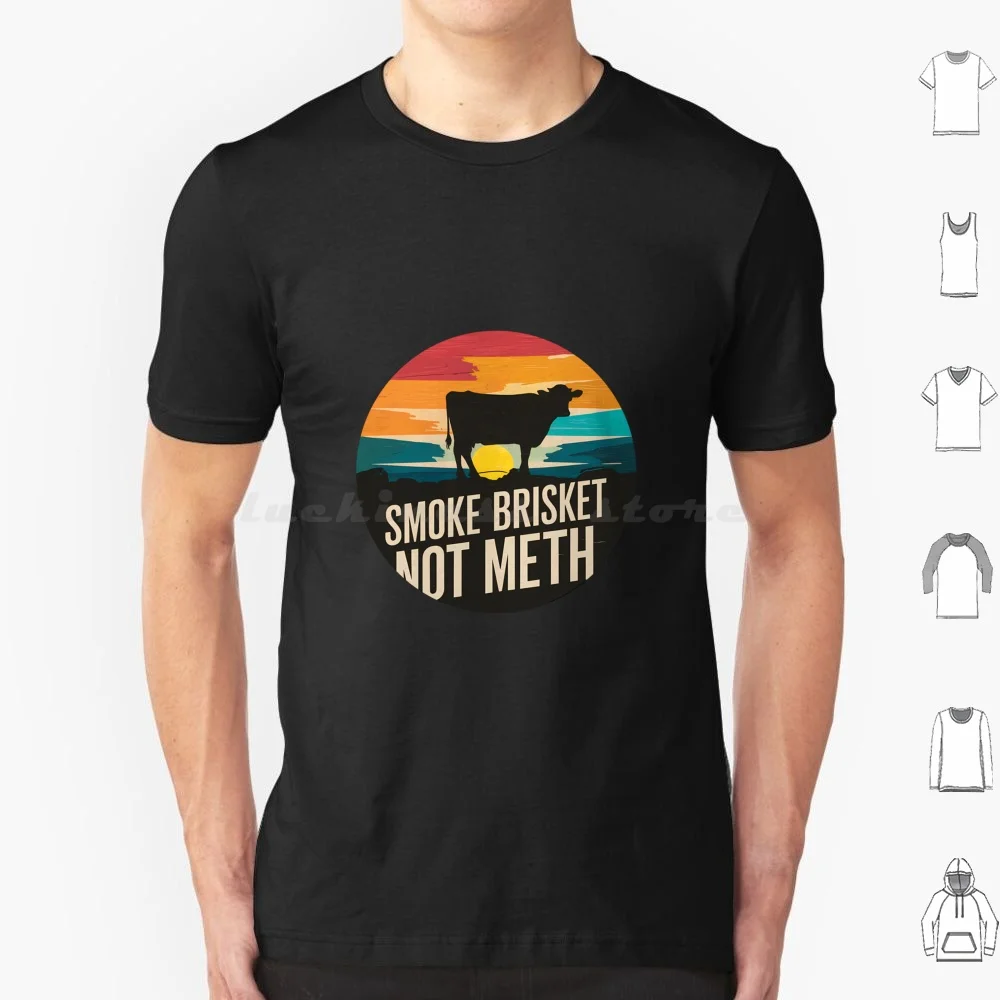 Smoke Brisket Not Meth T Shirt Cotton Men Women DIY Print Smoke Brisket Not Meth Addiction Bbq Blue Meth Brisket Crystal Meth